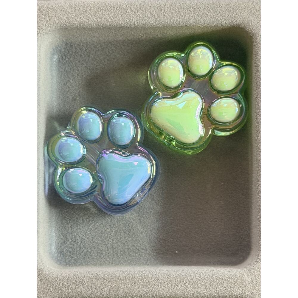 #8120 2 Piece Large Acrylic Pawprint Bead - for Beadable Items